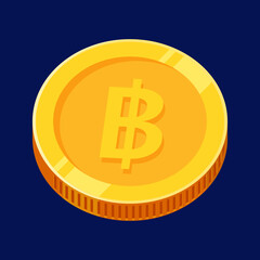 Baht Gold Coin Thailand Money THB Vector