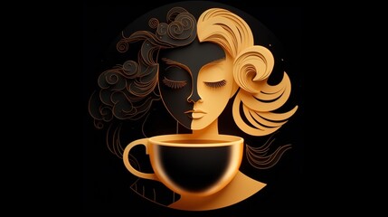 International coffee day background generates coffee and coffee shop cartoon illustrations.AI...