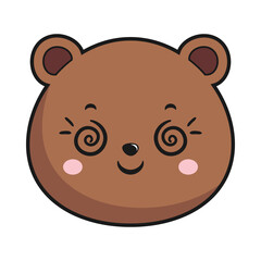 Bear Woozy Face Head Kawaii Sticker Isolated