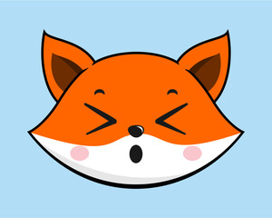 Fox Tired Face Head Kawaii Sticker