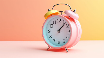 alarm clock on bright pastel background