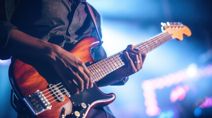 Naklejka premium Close-up shot of playing electric sports at a concert