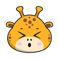Giraffe Tired Face Sticker Emoticon Head Isolated