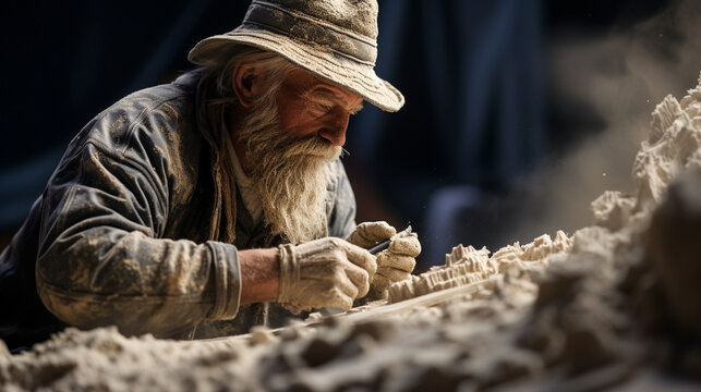 Miner Carving Intricate Salt Sculptures 