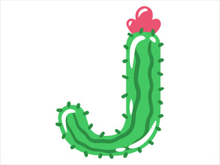Cactus Alphabet Letter J Illustration