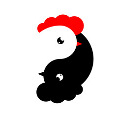 yin yang with a chicken head