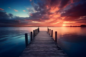 Fotobehang sunset at the pier © Patrick