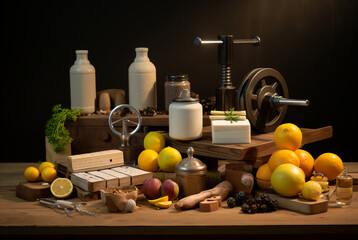 A group of vegetables on a wooden table