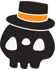 Halloween skull with hat silhouette
