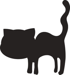 Halloween shocked cat silhouette
