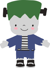 Halloween frankenstein kid mascot cartoon character illustration