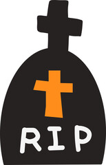 Obraz premium Grave marker silhouette with cross