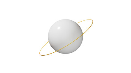 3d sphere with gold ring orbit, 3d render