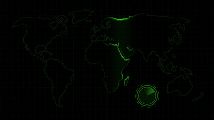 Earth World Map HUD Screen Display Graphic Element