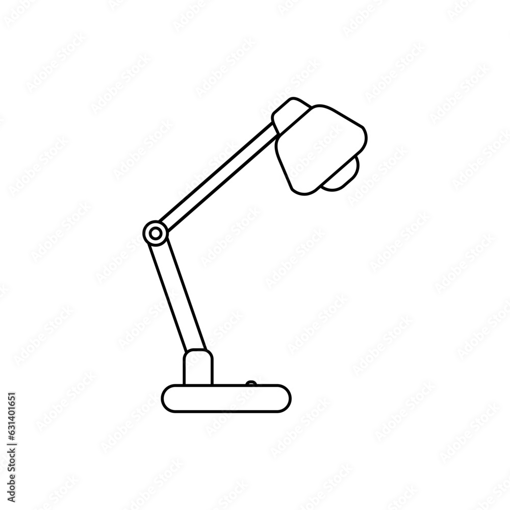 Poster electrical bulb study lamp in outline icon. trendy flat design vector for versatile use. transform y