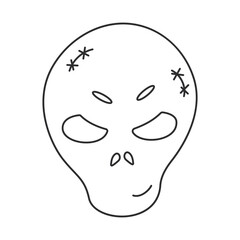 halloween skull line black scary element icon