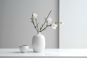 white flower in a vase made by midjeorney