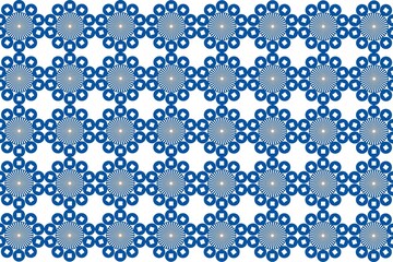 Blue circular fabric pattern on white background.