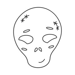 halloween skull line black scary element icon