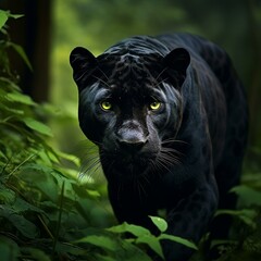 black panther animal big cat in jungle cinematic hd