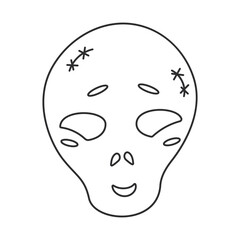 halloween skull line black scary element icon