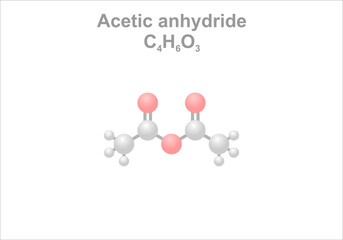 Acetic anhydride. Simplified scheme of the molecule. Use for the conversion of cellulose to cellulose acetate.
