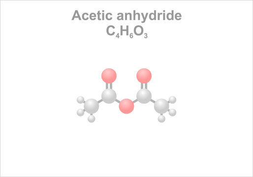 Acetic anhydride. Simplified scheme of the molecule. Use for the conversion of cellulose to cellulose acetate.