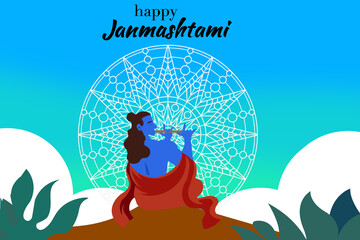Radha krishna janmashtami background art