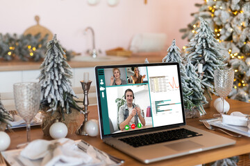 Online live stream window. Video streaming on internet concept. christmas