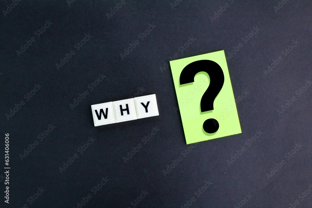 Aufkleber letters of the alphabet with the word why and a question mark. the concept of questions or faq