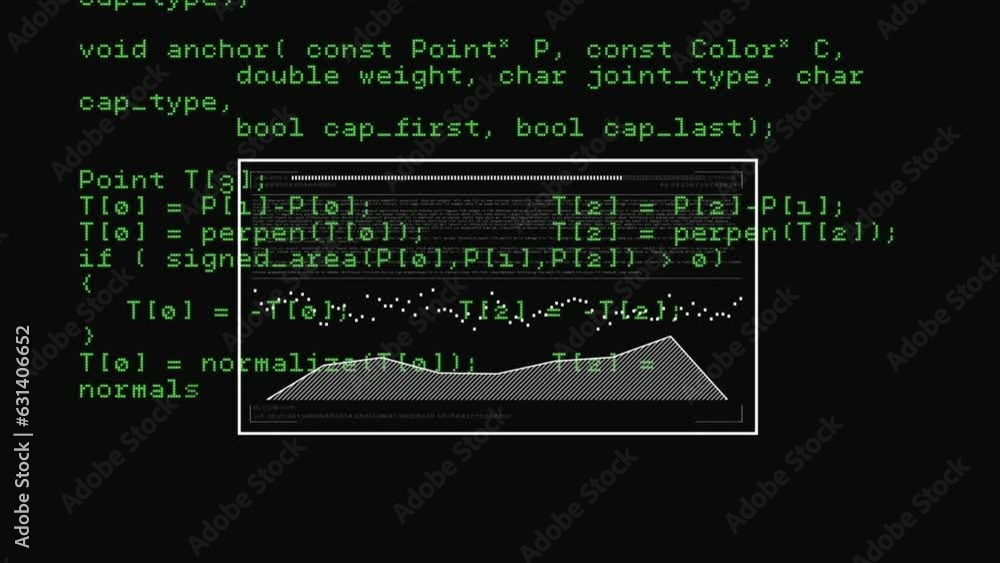 Poster animation of data processing over dark background