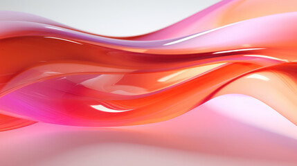Fototapeta premium Transparent glass details curved shapes pink and orange gradient background