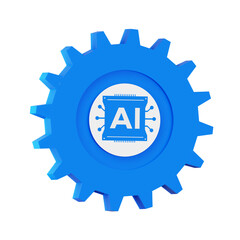 Gear Setting Artificial Intelligence 3D Illustration