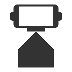 Fototapeta premium 黒色の人型ロボットシルエット（白色モニター付き）