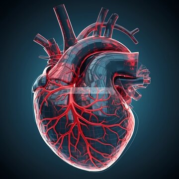 3d realistic human heart_Anatomically correct heart. Generative ai
