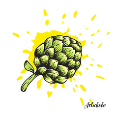 Artichoke. Graphic drawing by hand. Vector image.