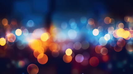 Colorful defocused bokeh lights in blur night background