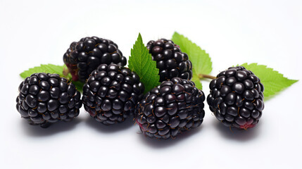 Fresh blackberries on white background 