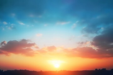 Blurry colorful sunset sky background, Generative AI