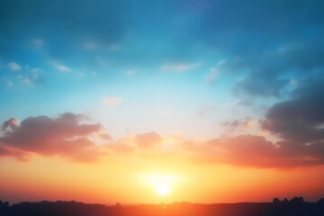 Obraz premium Blurry colorful sunset sky background, Generative AI