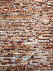 Texture of old brickwork. Vintage red brick wall