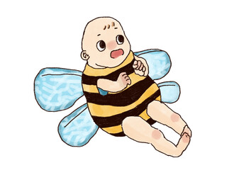 はちの服を着た赤ちゃんのイラスト素材