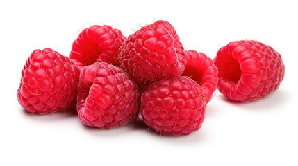 Fresh raspberries on white background