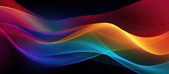 Fototapeta premium A background with a dark, grainy color gradient wave, featuring purple, red, yellow, blue, and