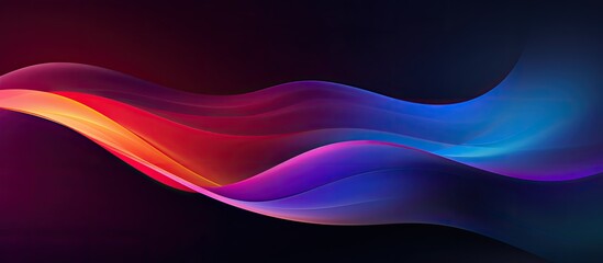 A background with a dark, grainy color gradient wave, featuring purple, red, yellow, blue, and