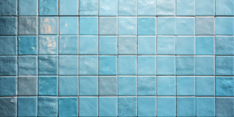 Background with small glossy light blue rectangular tiles. 