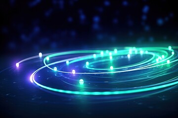 Fototapeta premium abstract futuristic background with pink blue glowing neon moving high speed wave lines and bokeh lights. Data transfer concept Fantastic wallpaper