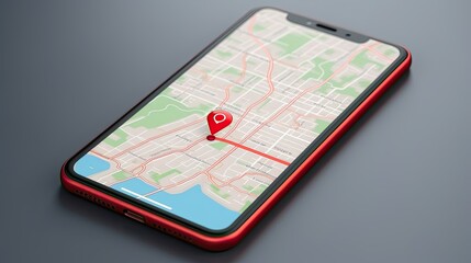 Smartphone with map, 3D Map pins, GPS, navigator pin checking points, 3D World Map icon, technology and application mobile smart phone with mobile, delivery tracking, transportation, generate by AI