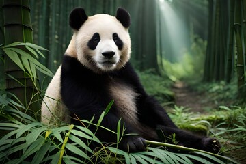  panda in  bamboo forest