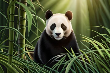 Obraz premium Panda in bamboo forest